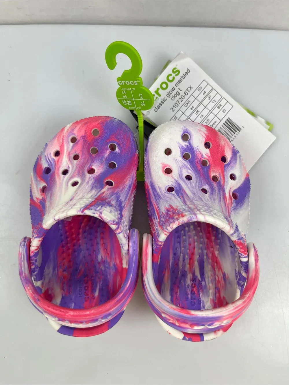 Crocs Classic Clog Glow Marbled Pink Purple Baby Size C4 New